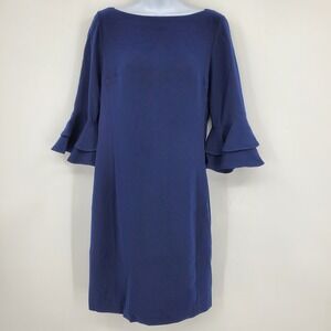 Lauren Ralph Lauren Quiet Luxury Minimalist 3/4 Bell Sleeve Office Shift Dress 2